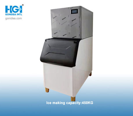 वाणिज्यिक SS304 स्वचालित आइस क्यूब मशीन R134a 450Kg जल संघनन
